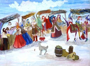Аскерова Диана, 12 лет, Весёлая ярмарка, б., гуашь, ДШИ им. М. П. Максаковой, г. Астрахань