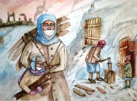 Орешкина  Арина, Сталинградская  зима, б.,акварель,15лет, МОУ СШ№40