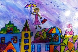 Медунова Полина, 10 лет, Мэри Поппинс, стекло, витражные краски