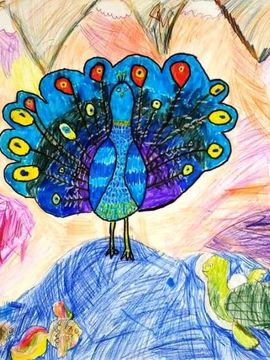 Михалёва Даша, 6 лет, Павлин, б., смеш. тех.,
