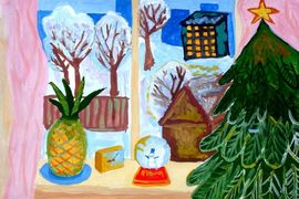 Самарина Ульяна, Новогодний ананас, б., гуашь