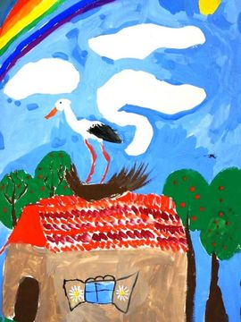 Давыдов Егор, 9 лет, Аист, б., гуашь, ВОДХГ, г. Волгоград