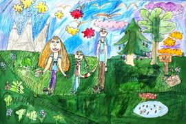 Забазнова Софья, 7 лет, Мама, папа и я, б., смеш. тех., ВОДХГ, г. Волгоград