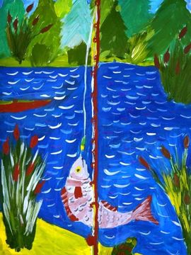 Скопенко Никита, 9 лет, Поймал, б., гуашь, ВОДХГ, г. Волгоград
