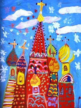 Фролова Алиса, 8 лет, Зима в Москве, тон. б., гуашь, ВОДХГ, г. Волгоград