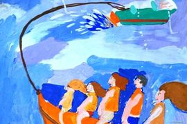Шишлянникова Анастасия, 8 лет, На банане за Волгой, б., гуашь, ВОДХГ, г. Волгоград