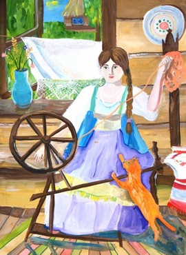 Куприянова Виктория, 14 лет, За прялкой, б.,гуашь, ДШИ №1, г. Мурманск