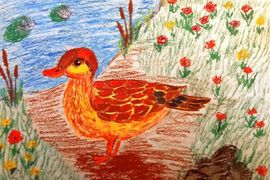 Саканян Милена, 8 лет, Уточка в пруду, б., гуашь