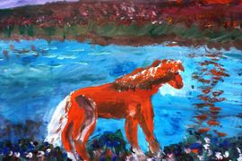Дьяков Евгений, 8 лет, Закат на Дону, б.,гуашь, СДШИ, Серафимович