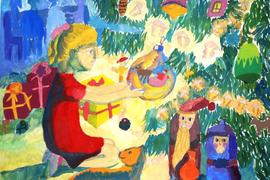 Ишматова Яна, 10 лет, Новогоднее волшебство, б., гуашь, Кузьмич.худож.класс, ГШИ
