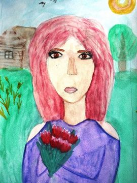 Топилина Диана, 13 лет, Мама на Родине, б., акварель, СДШИ, Серафимович