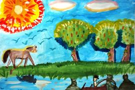 Васильева Кристина, 11 лет, Яркий день из жизни поэта Виктора Политова, б., гуашь, СДШИ, Серафимович