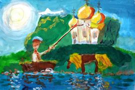 Гомонова Есения, 9 лет, Будни поэта Виктора Политова, б.,акрил, СДШИ, Серафимович