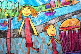 Осипова Анна, 6 лет, Я и мама на прогулке, б.,гуашь, ВОДХГ, Волгоград