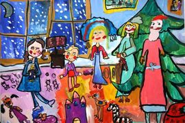 Шкарина Мария, 7 лет, Семейный праздник, б., гуашь, ВОДХГ, Волгоград