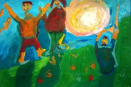 Болотин Александр, 7 лет, Вместе весело шагать, б., гуашь, СДШИ, Серафимович