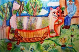 Мялова Екатерина, 9 лет, Кошкин щенок, б., цв.кар., Кузьмичевский худ.класс., ГШИ