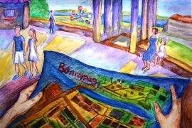Ольховикова Алиса, 13 лет, Мой город Волгоград, б., смеш. тех., ВОДХГ, Волгоград