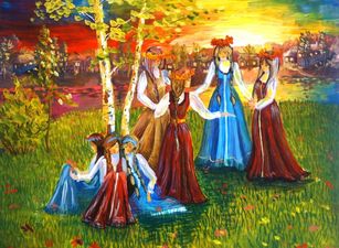 Сухарева Анастасия, 14 лет, Девичий хоровод, б., гуашь, ДШИ, г.Стрежевой
