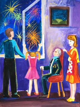 Кочубеева Елизавета, 9 лет, Салют Победы!, б., смеш. тех., ДШИ им. Ю.А. Гагарина, г. Котельниково